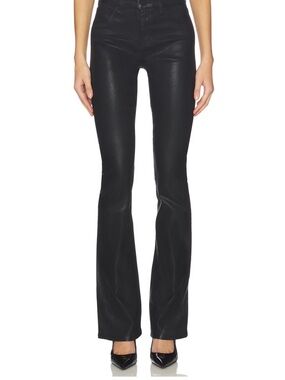 L'AGENCE Black Faux-Leather Boot-Cut Jeans